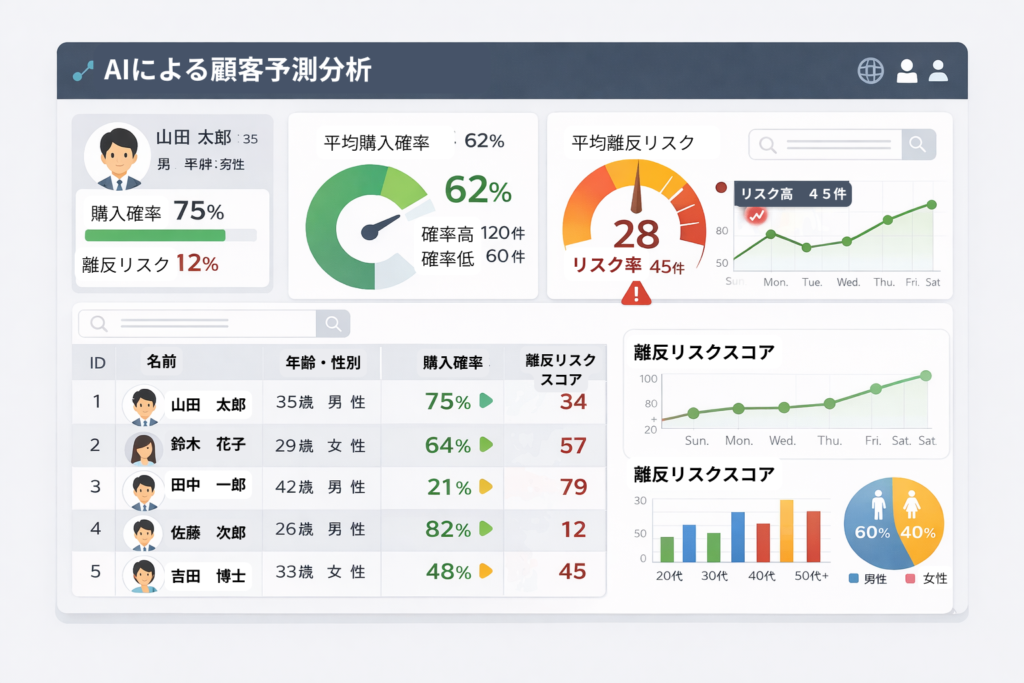 AIによる顧客予測分析のグラフ