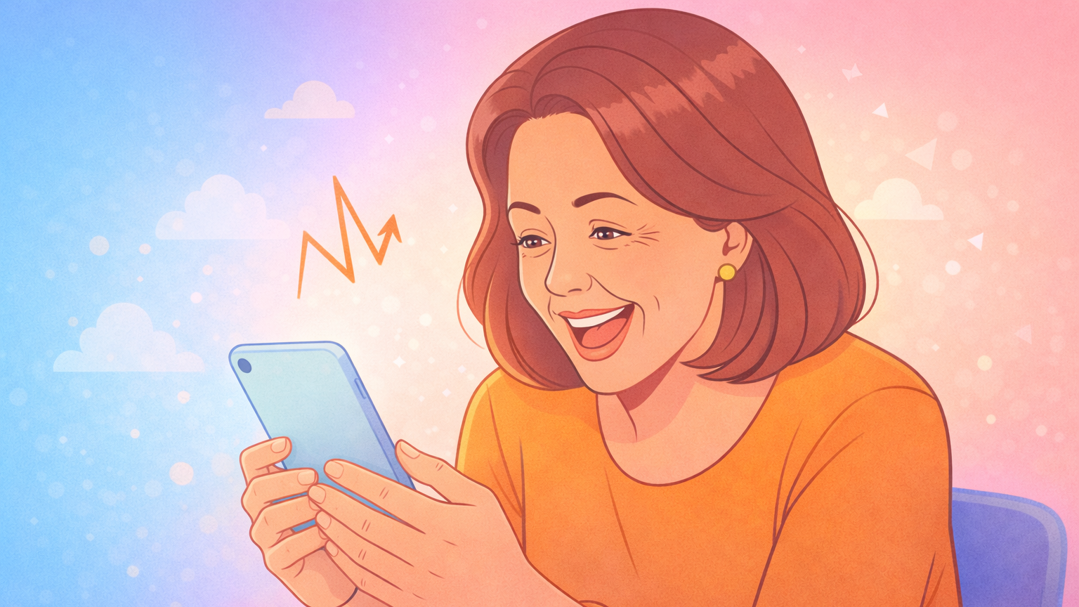 フォロワーが増えて喜んでいる人のイラスト