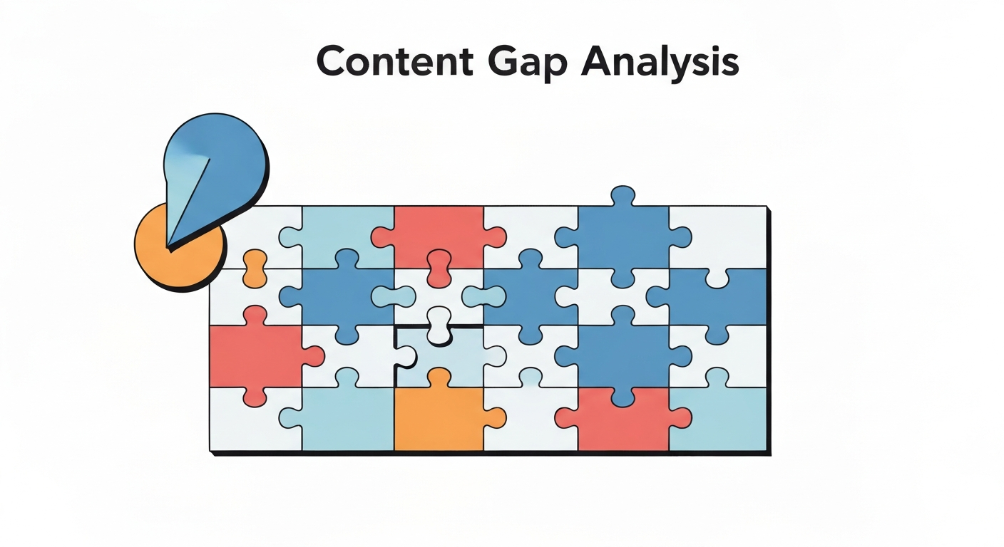 コンテンツギャップ分析のイメージ。パズルピースが欠けている