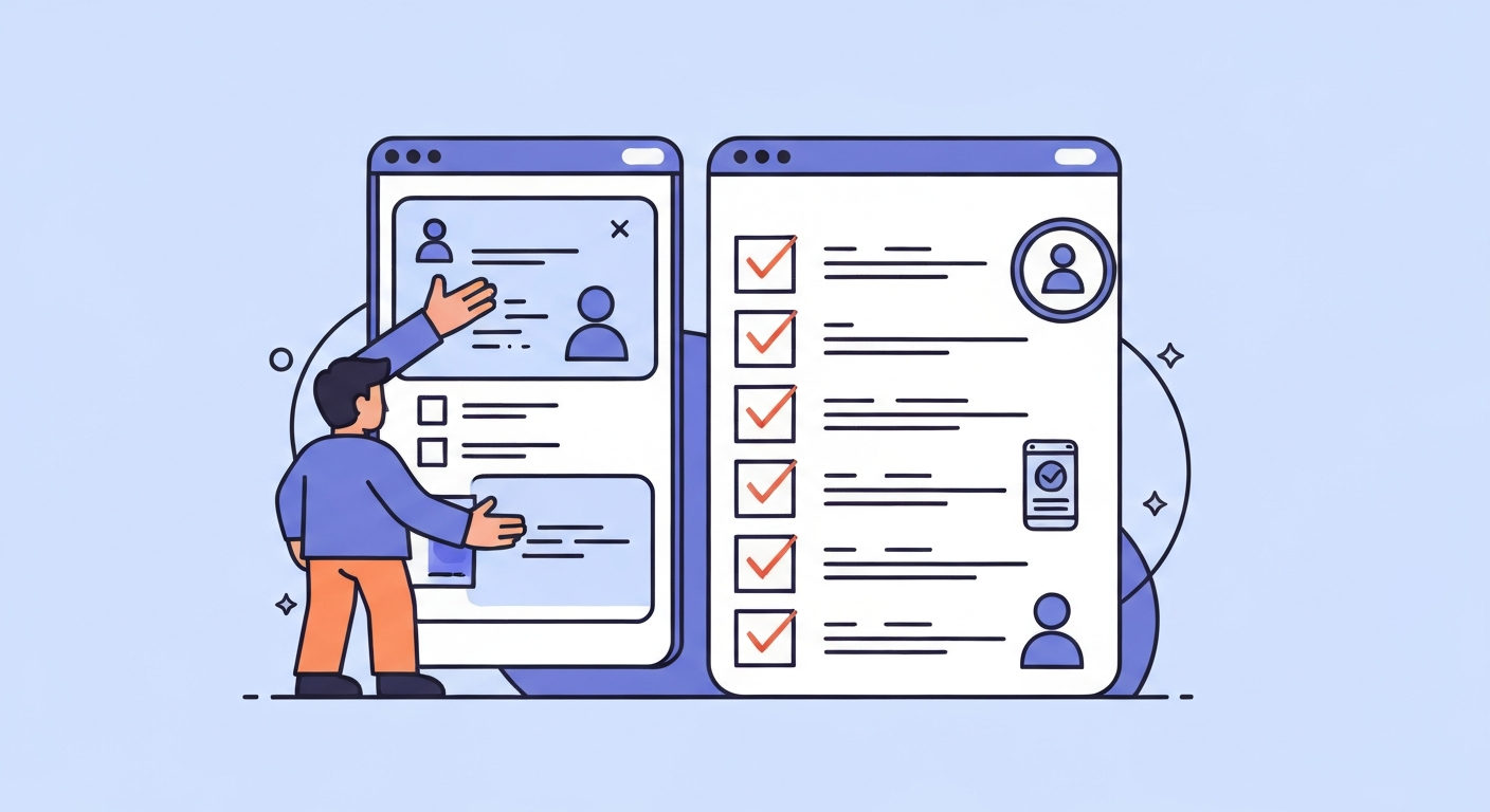 UI/UXチェックリストのイメージ。チェックボックスにチェックが入っている