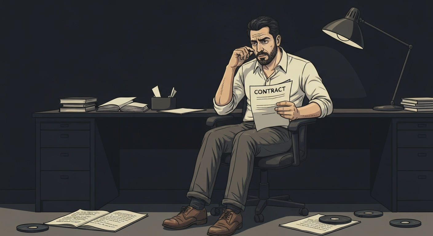 フリーランスディレクターが顧客獲得に苦労している様子。途方に暮れているイラスト