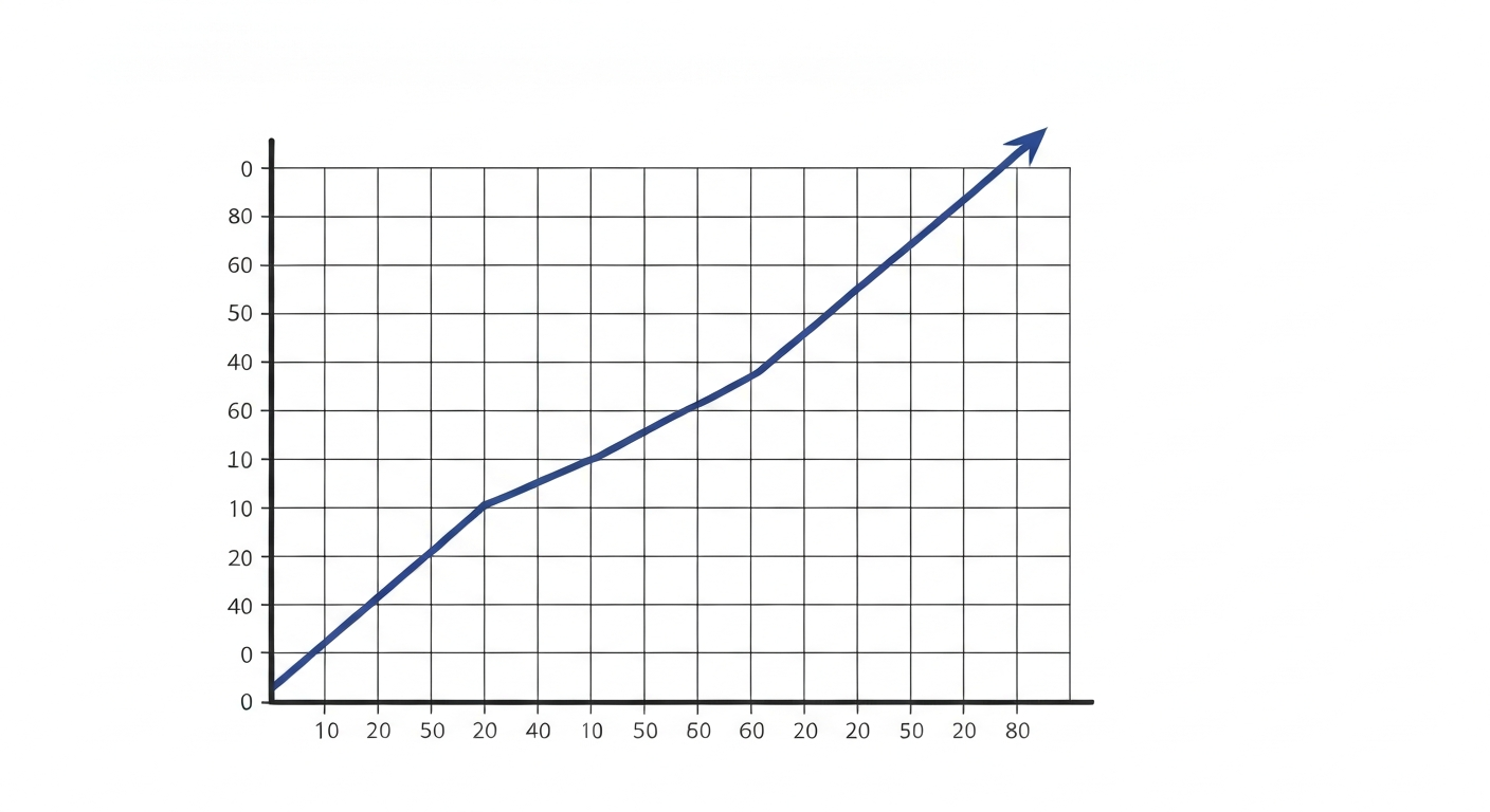 グラフが右肩上がりに成長しているイメージ。