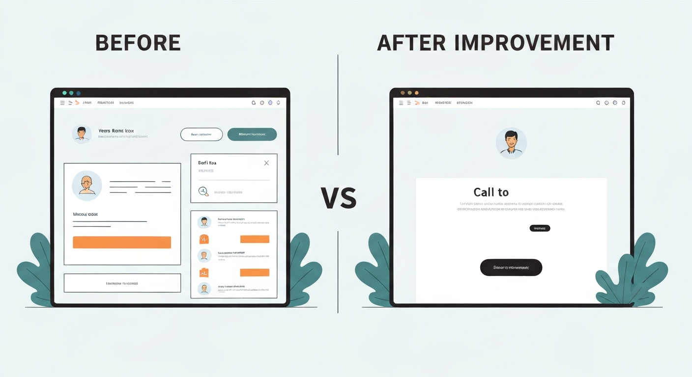 BeforeとAfterで大きく改善されたWebサイトのイメージ