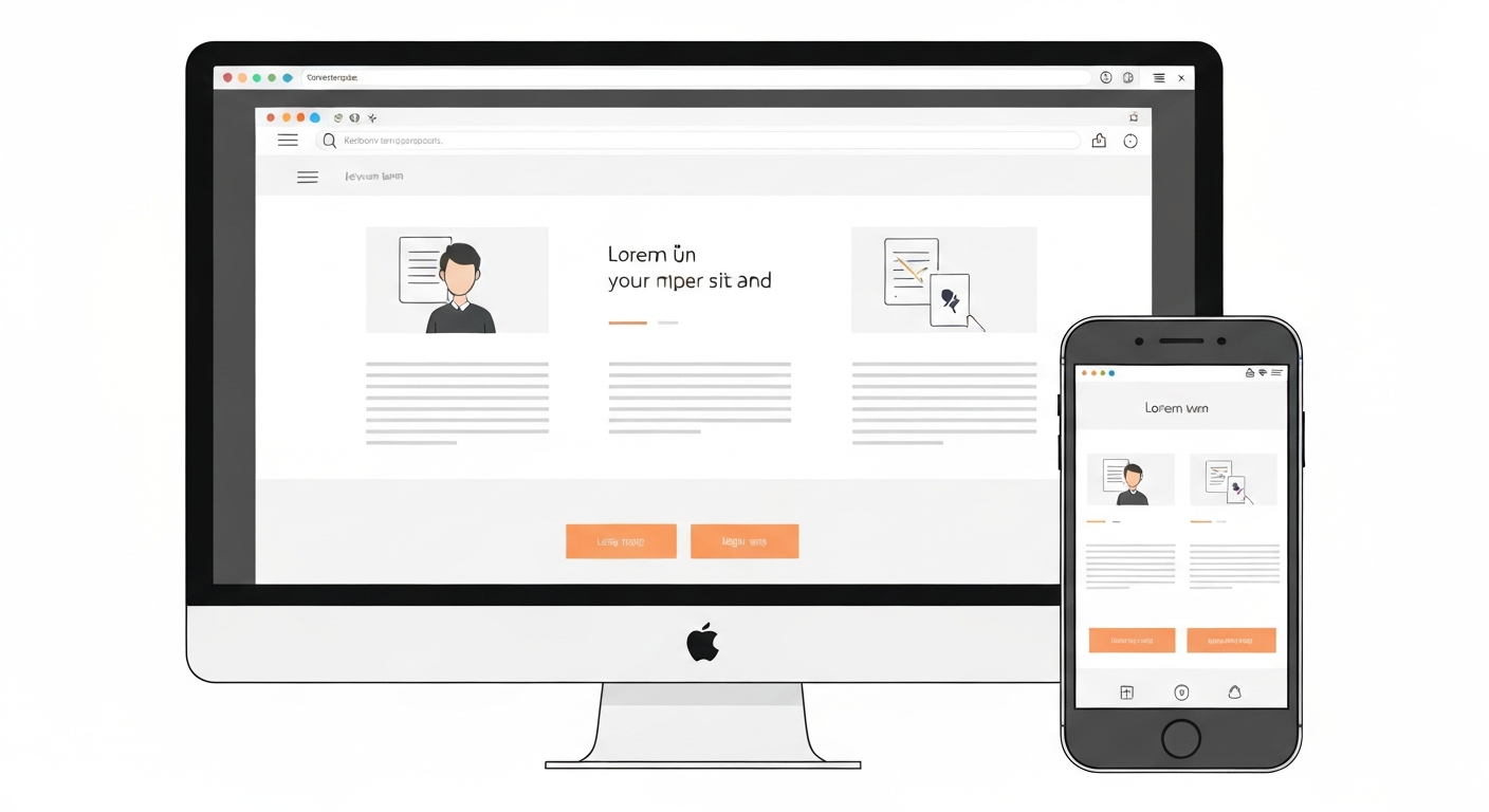 PCとスマートフォンで同じWebサイトが表示されている様子