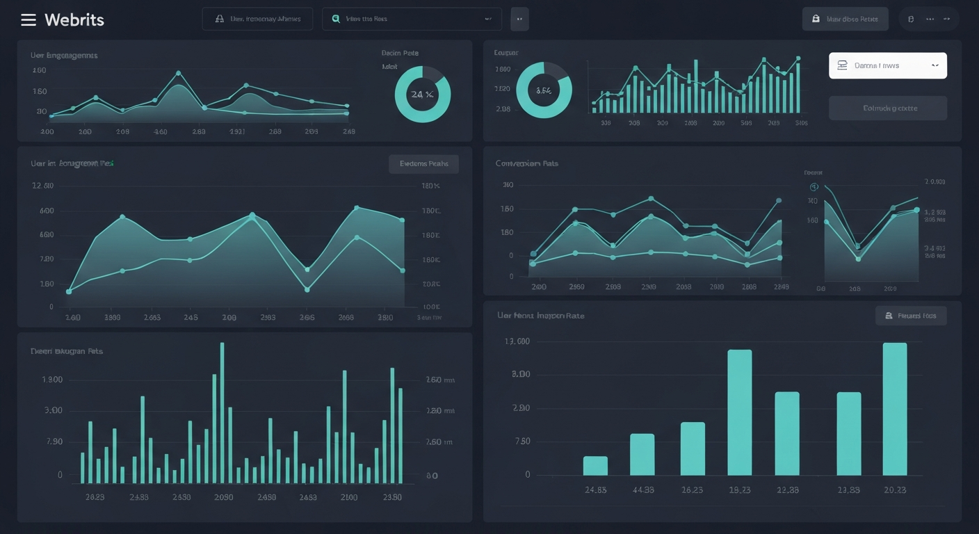 ウェブサイトのダッシュボード画面。グラフと指標が並び、ウェブサイトの健康状態を可視化している様子
