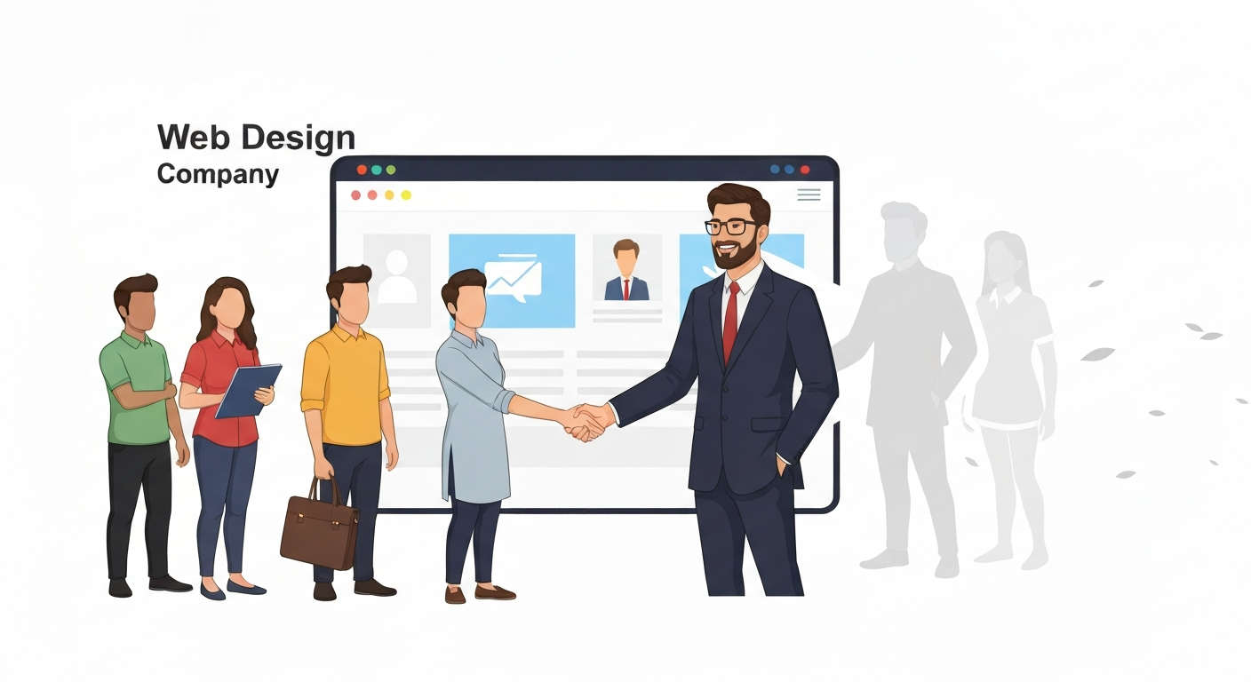ウェブサイト制作後に顧客とのコミュニケーションが途絶えてしまう様子を描いたイラスト