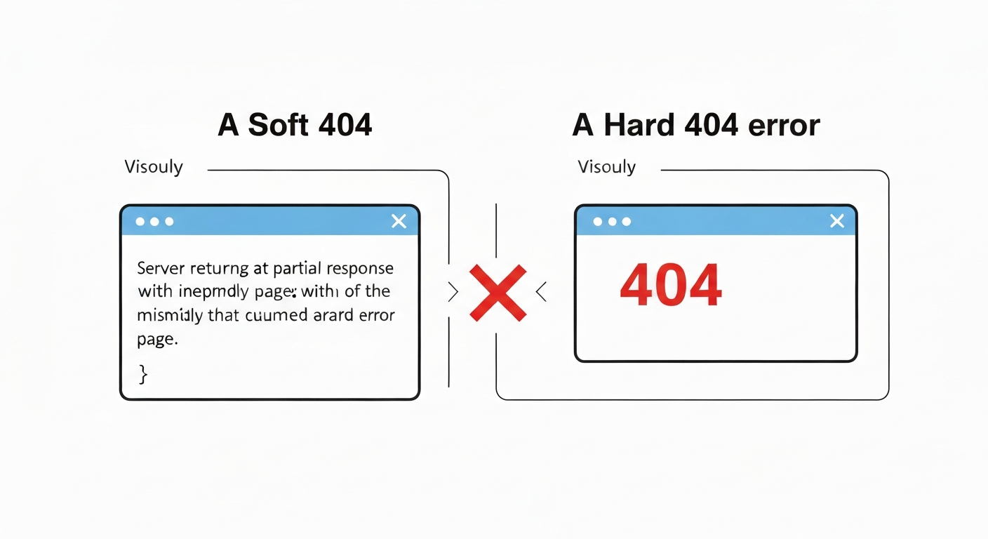 ソフト404とハード404の違いを図で説明しているイメージ