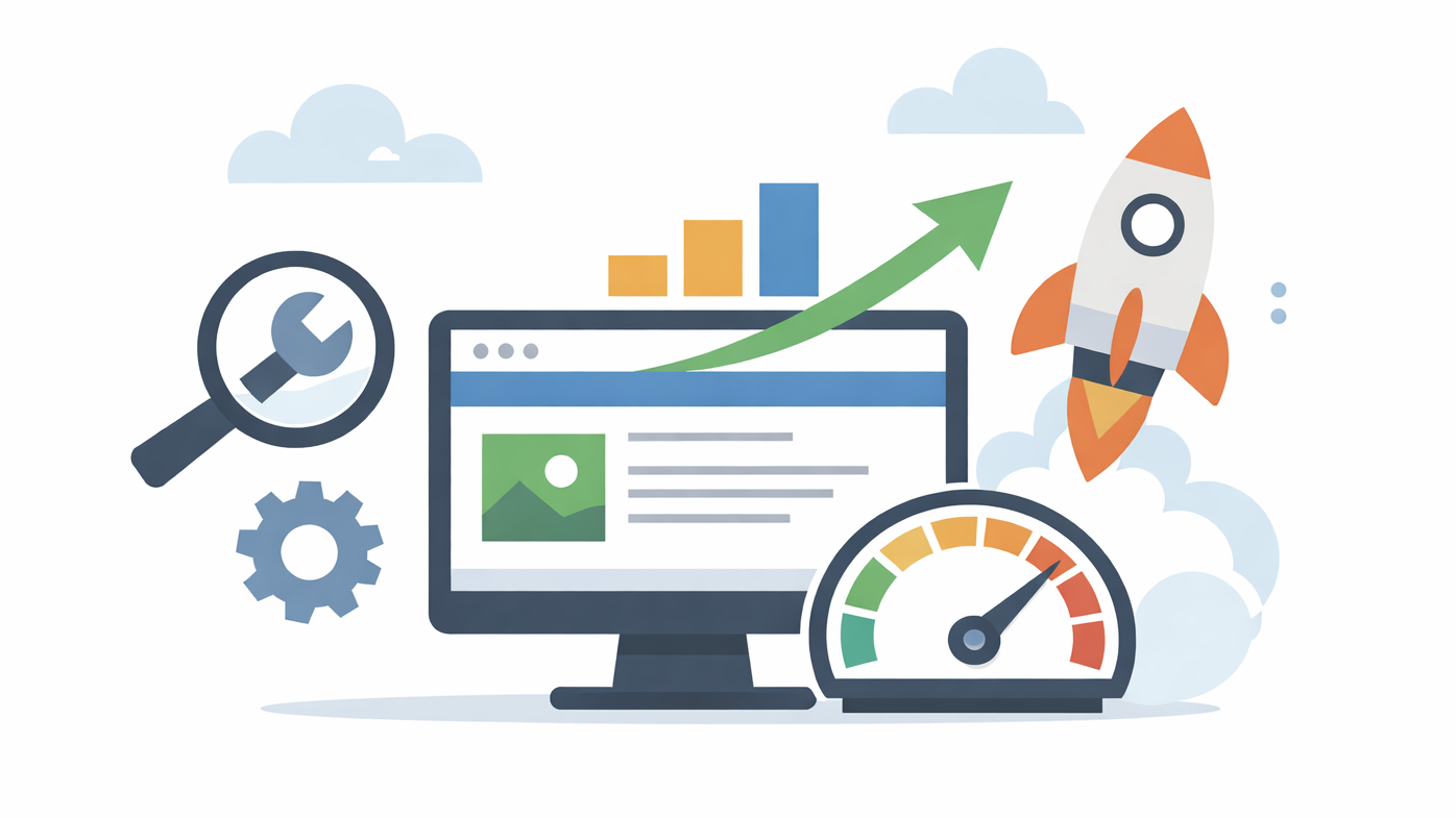 ウェブサイト速度向上のイラスト