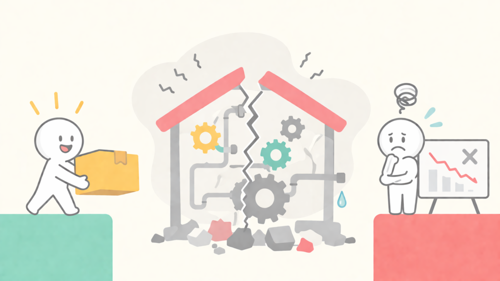 壊れたシステムと不安な結果