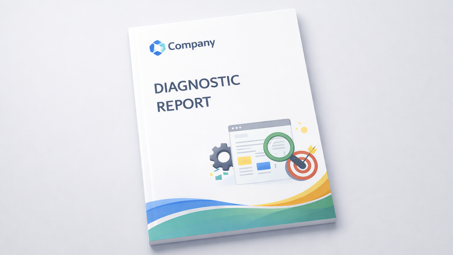 自社ロゴが入った診断レポートの表紙イメージ（モックアップ）
