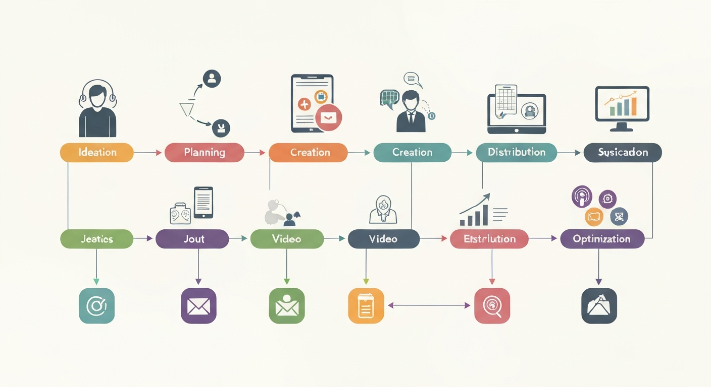 コンテンツマーケティングの全体像を示すインフォグラフィック