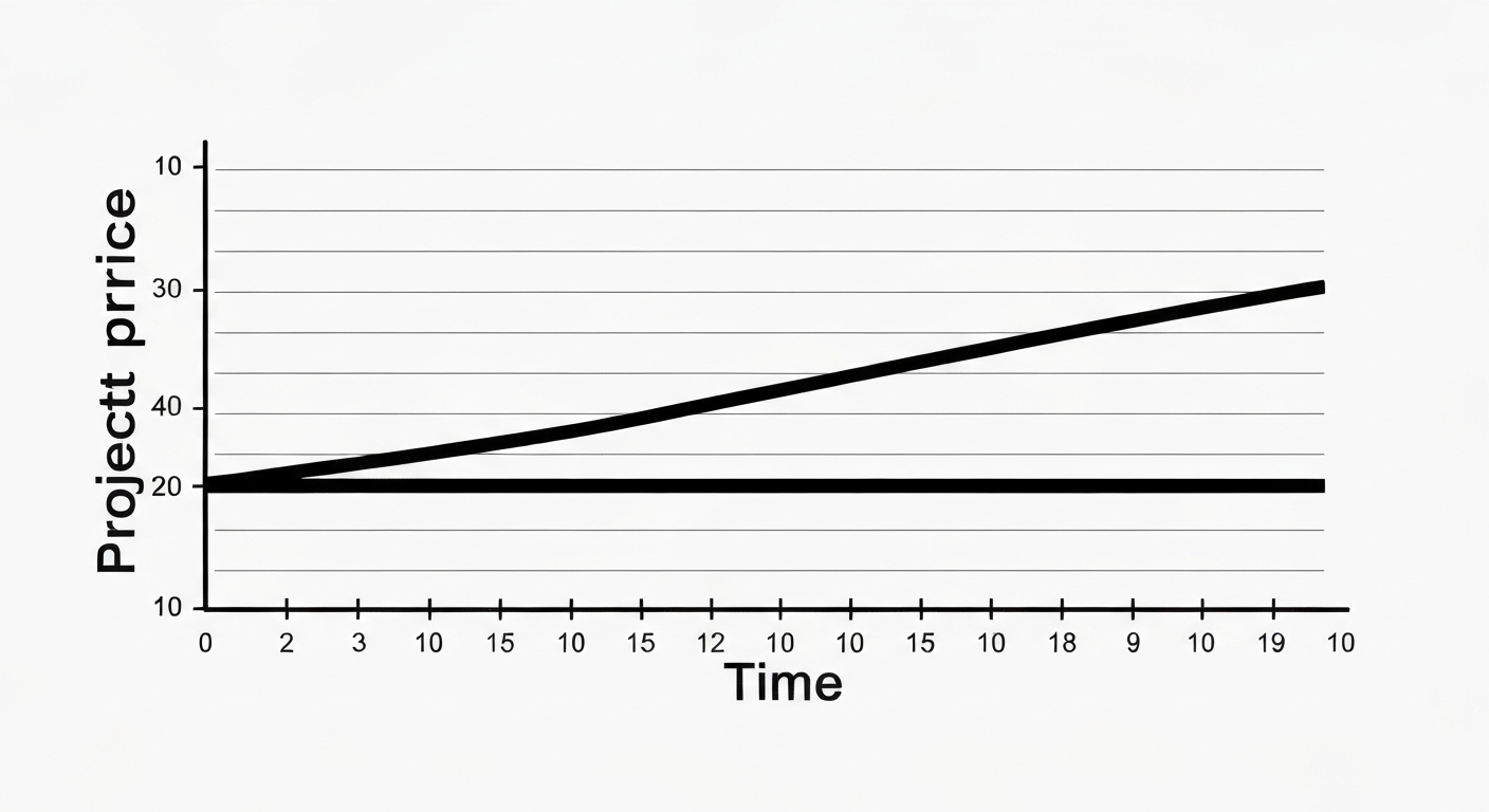 グラフで表現された案件単価の停滞