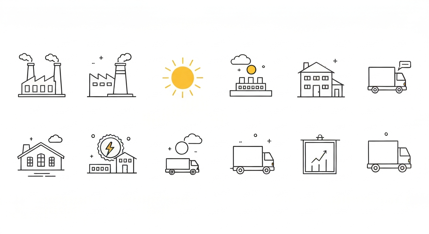 様々な業種のアイコンが並んだイメージ