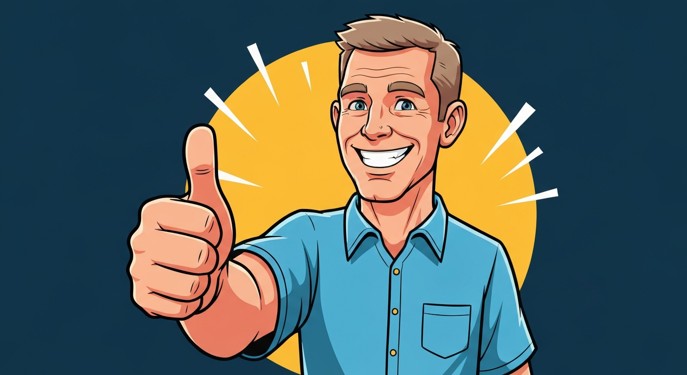 笑顔で親指を立てている人