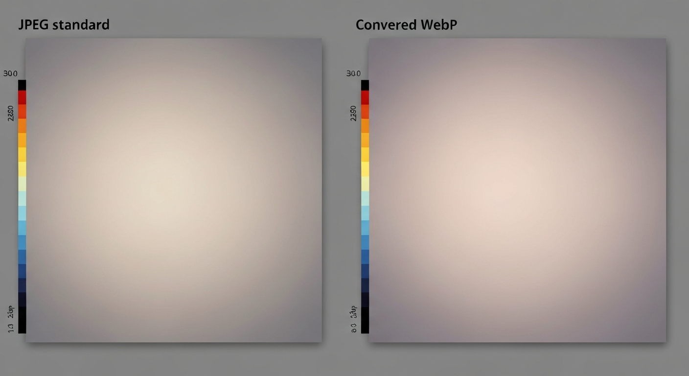 WebPとJPEGの比較。同じ画質でWebPの方がファイルサイズが小さいことがわかる