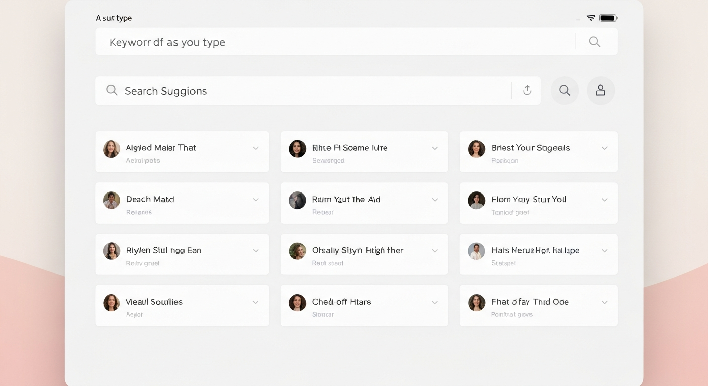 検索エンジンのサジェスト機能を示すスクリーンショット。キーワード入力時の候補表示を表現