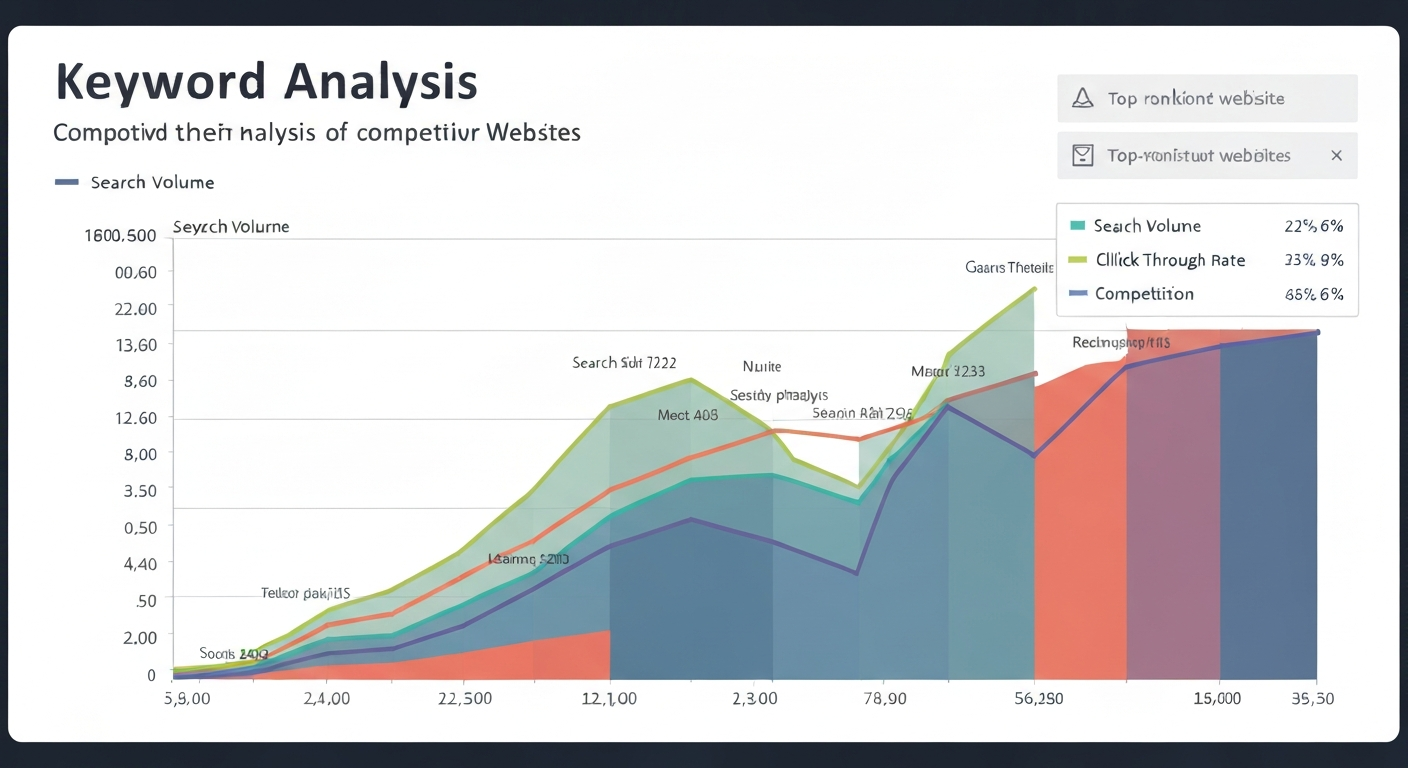競合サイトのキーワード分析を示すグラフ。上位表示サイトのキーワード戦略を比較分析