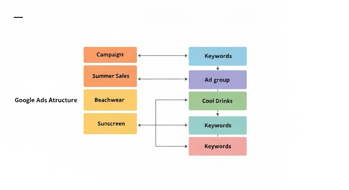 最適化されたリスティング広告アカウント構造の図