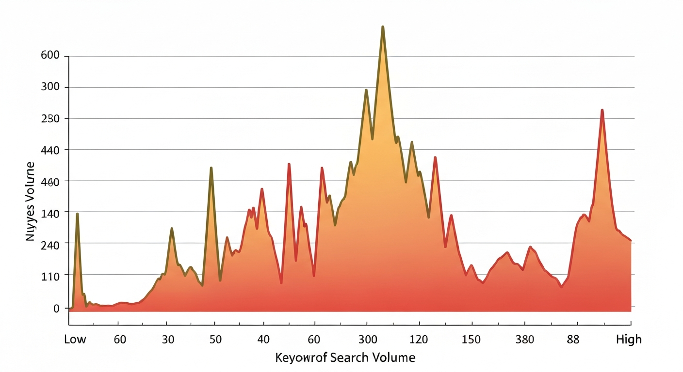 ロングテールキーワードの検索ボリュームを示すグラフ