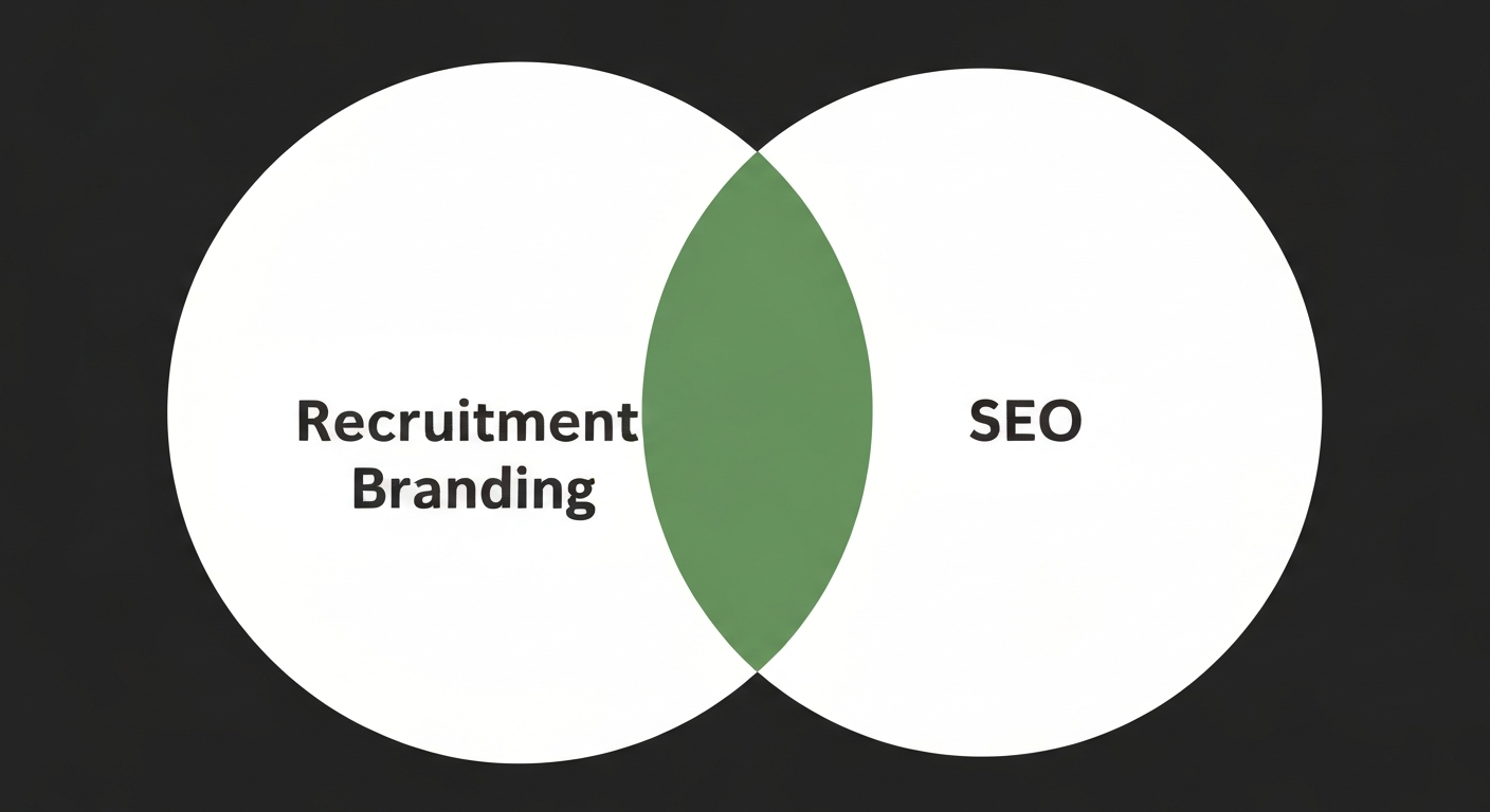 採用ブランディングとSEOの円が重なり合うイメージ