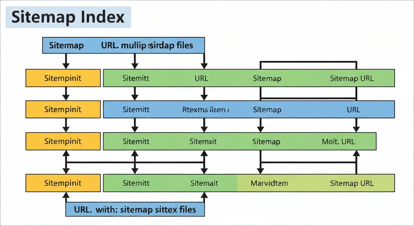 サイトマップインデックスの構造図。複数のサイトマップファイルをまとめている