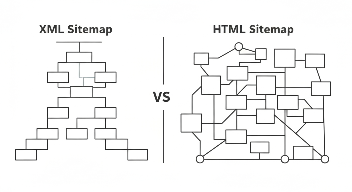 XMLサイトマップとHTMLサイトマップの比較図