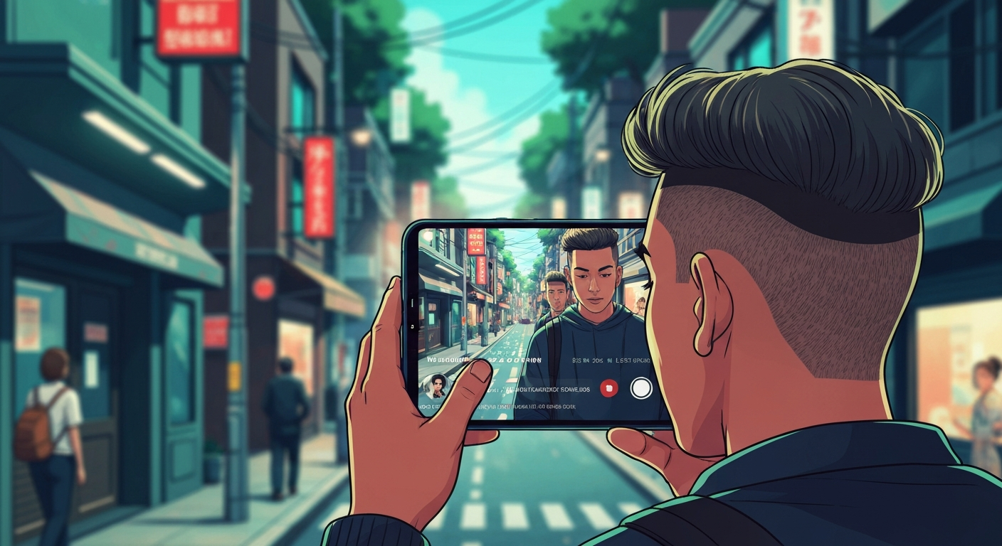 スマートフォンで動画撮影をしている人のイメージ