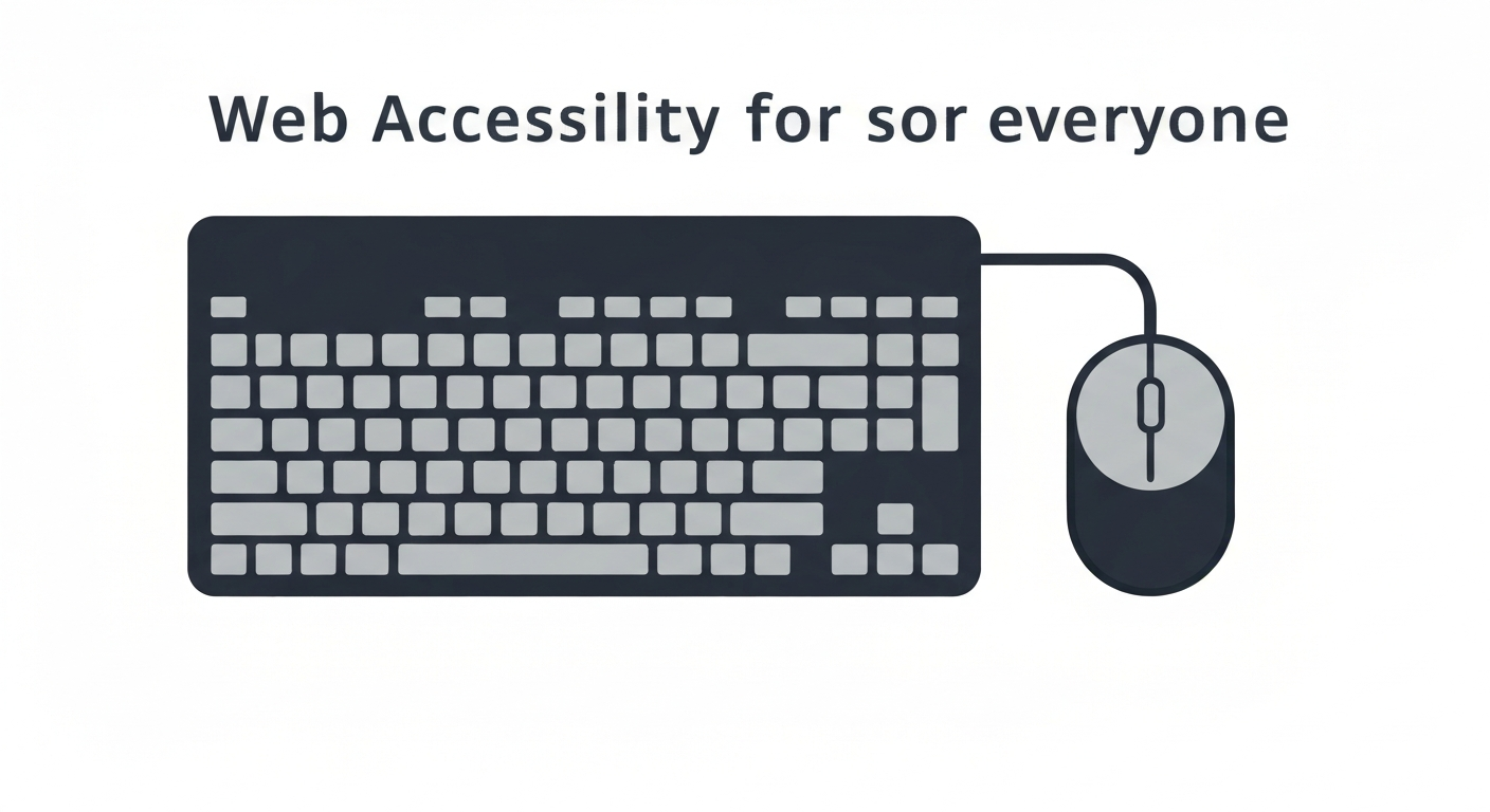 キーボードとマウスが並んだイラスト。誰もがWebサイトにアクセスできるイメージ