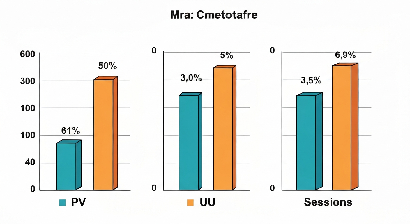 棒グラフでPV、UU、セッション数の違いを表現したイラスト