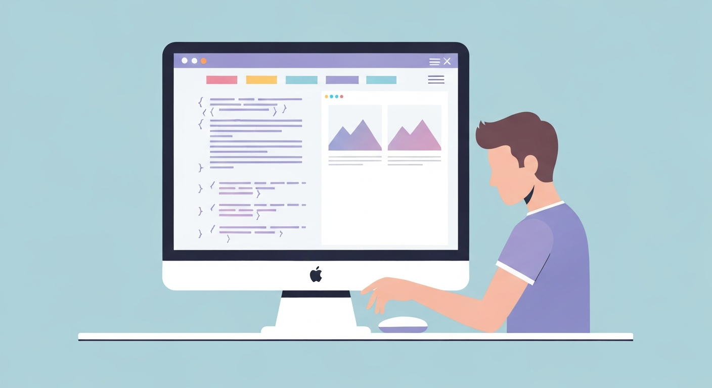 Webサイトのメンテナンスをしているイラスト