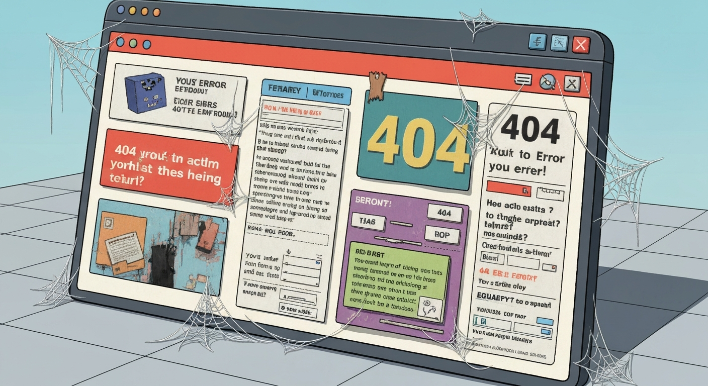 蜘蛛の巣が張ったWebサイトのイラスト