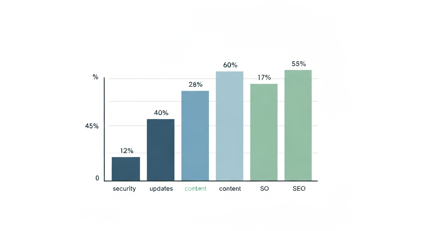 Webサイト保守費用の内訳を示すグラフのイラスト