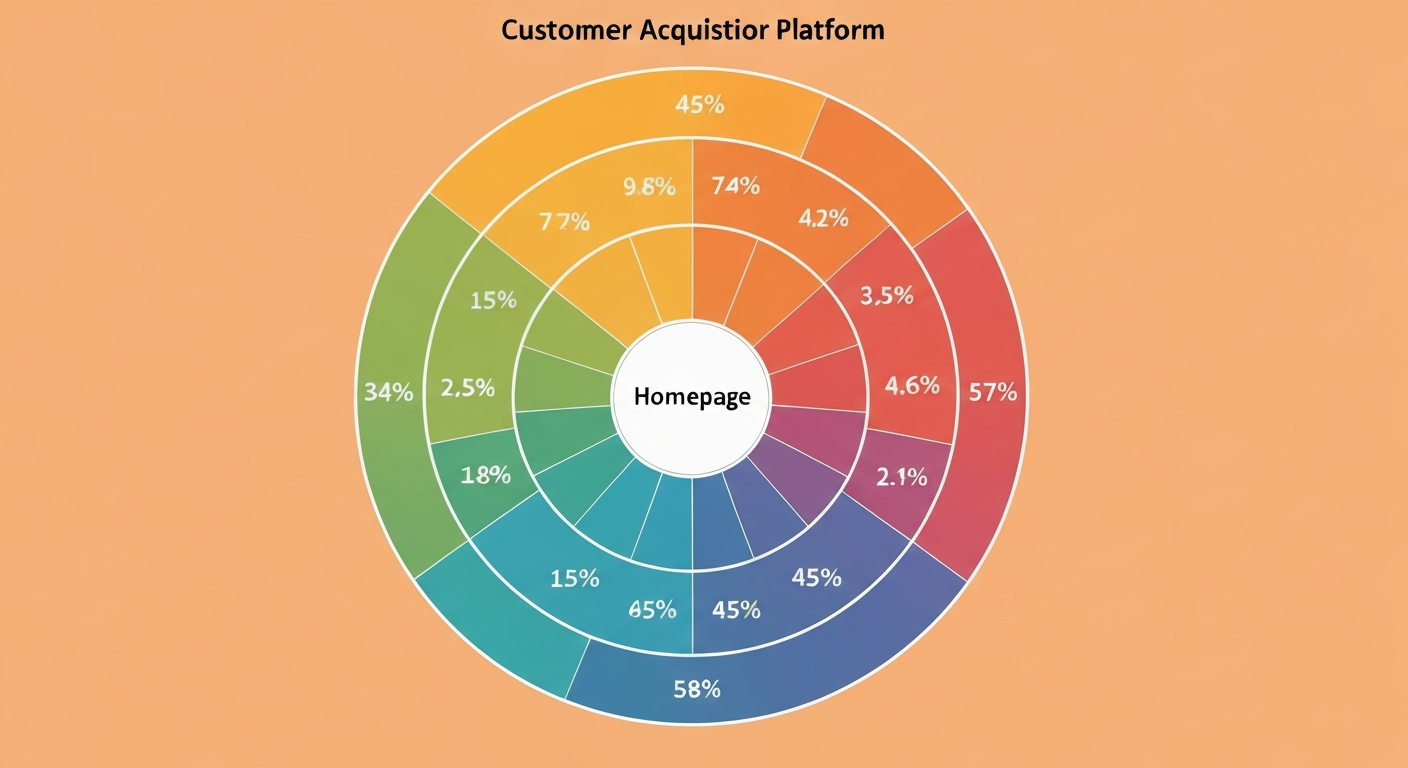 ホームページ集客チャネルの全体像を示す図解。SEO、リスティング広告、SNS、メールマーケティング、紹介・口コミの5つが円状に配置され、それぞれ矢印で中心の「ホームページ」に繋がっている