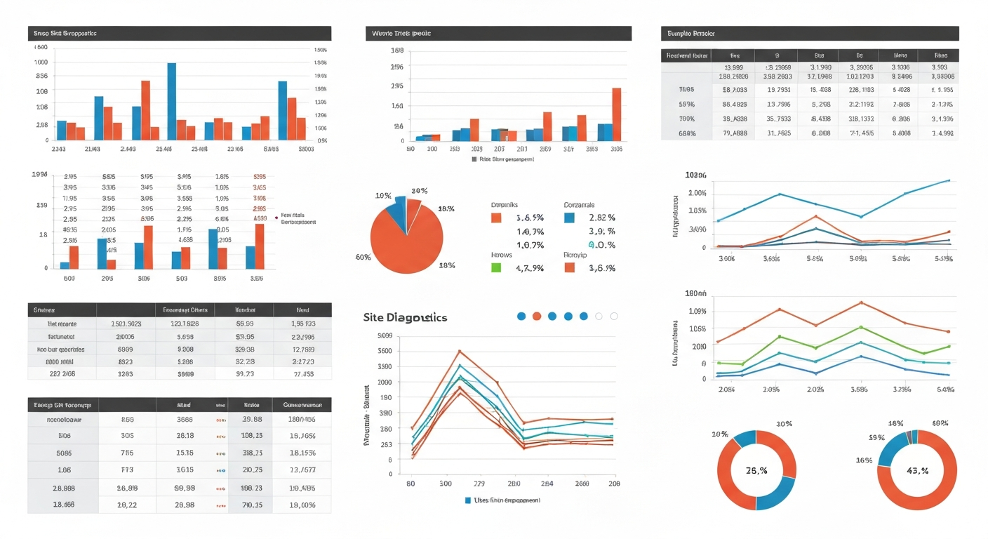 サイト診断レポートのサンプルイメージ。グラフや数値データがわかりやすく表示されている様子