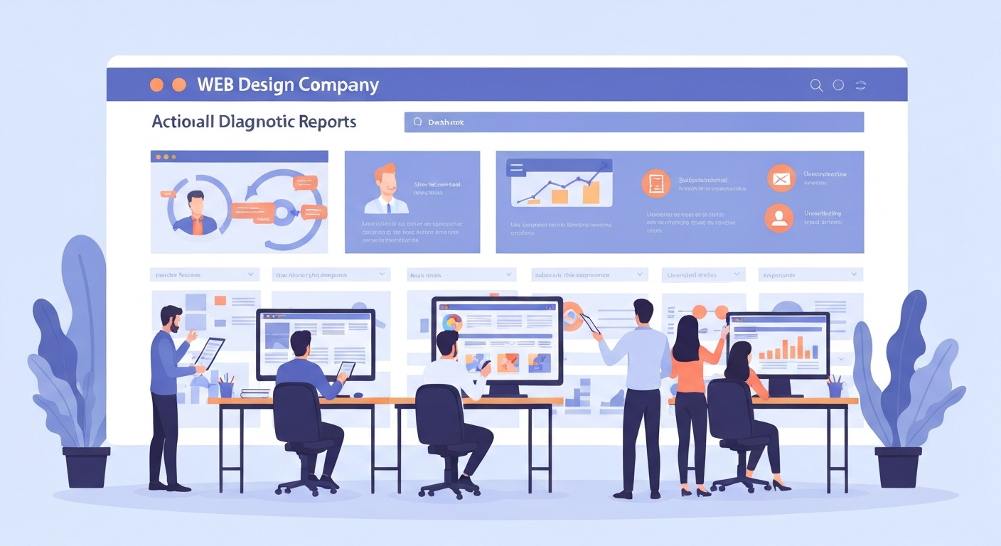 制作会社がサイト診断の結果を元に、クライアントのウェブサイトを改善している様子。