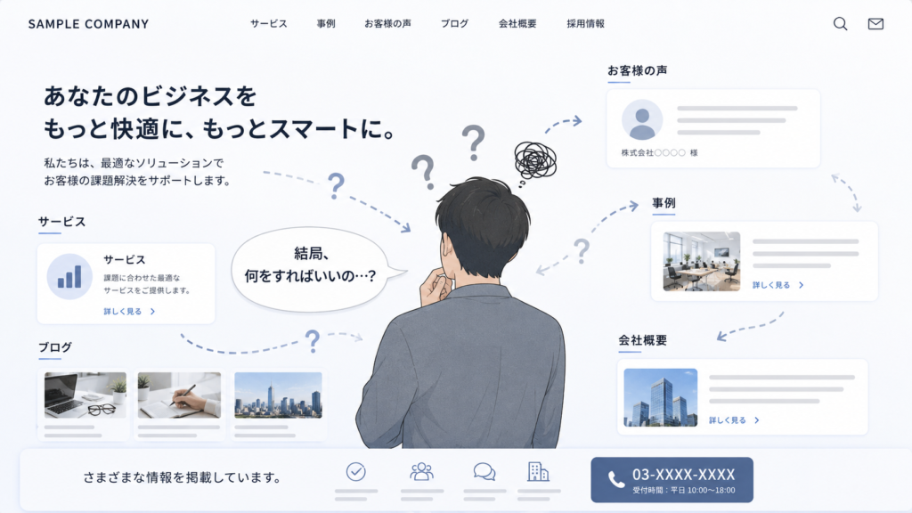 ウェブサイトで迷っている訪問者