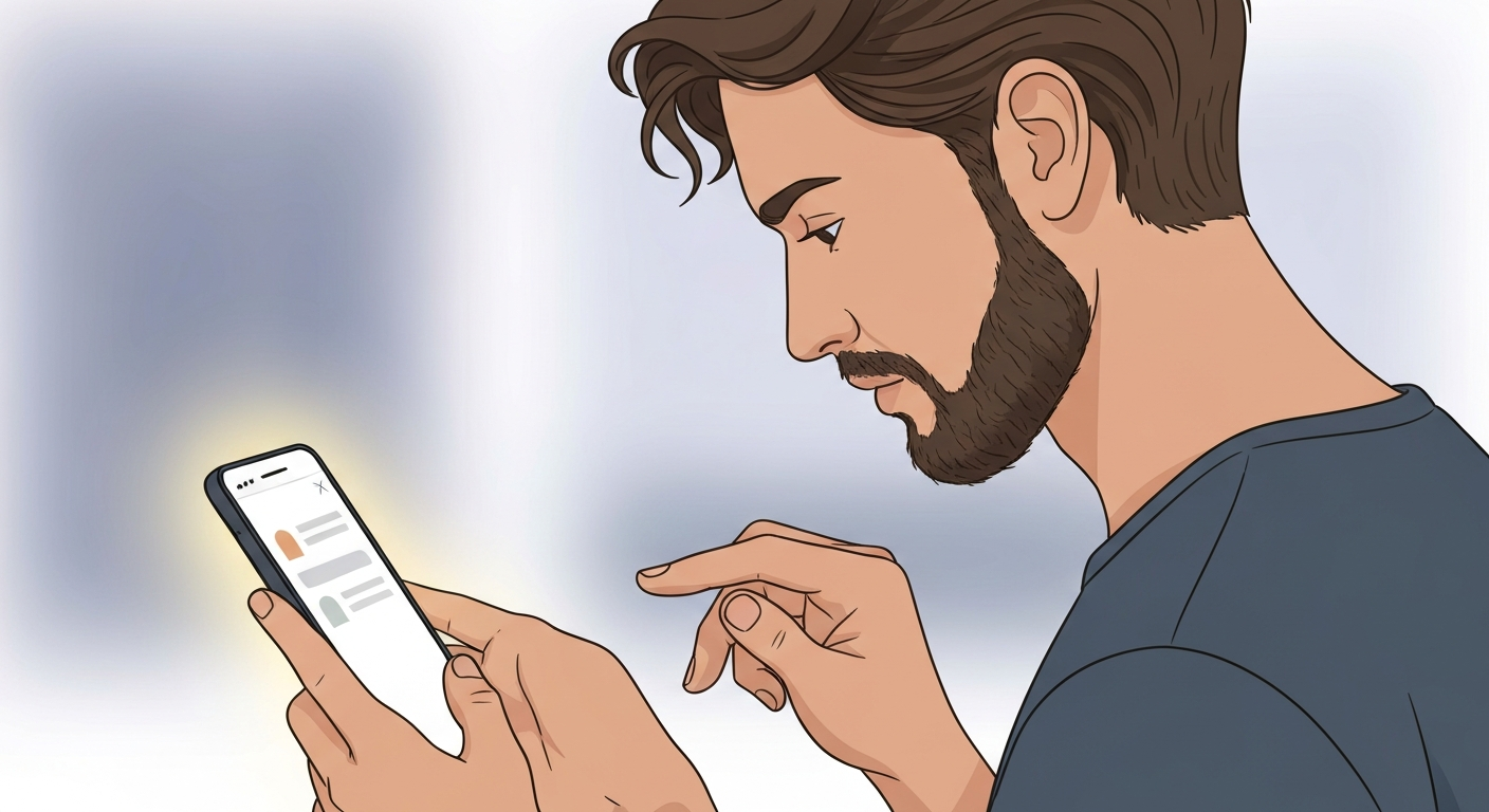 スマートフォンで口コミを見ている人のイメージ