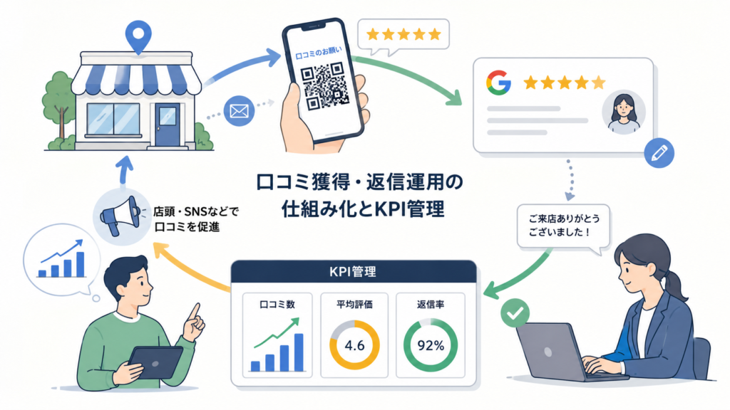 口コミ獲得と返信管理の流れ