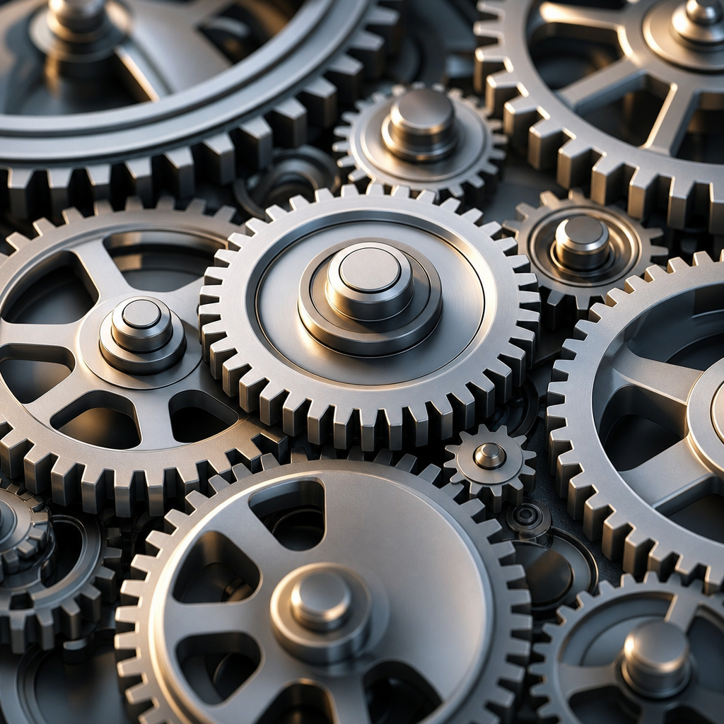 複雑に噛み合う複数の歯車